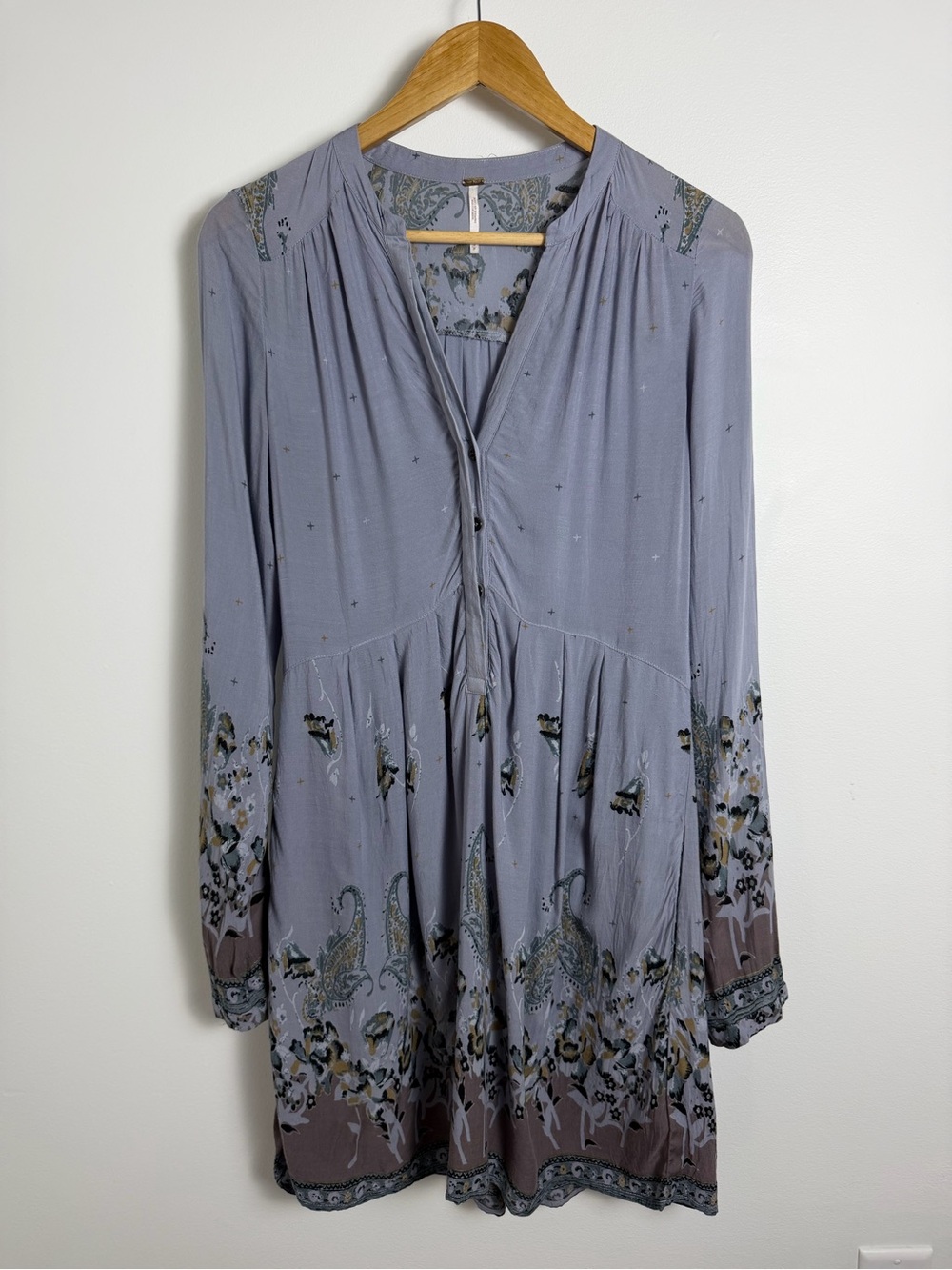 Free People Sierra Valley Floral Mini Dress Small Blue Boho